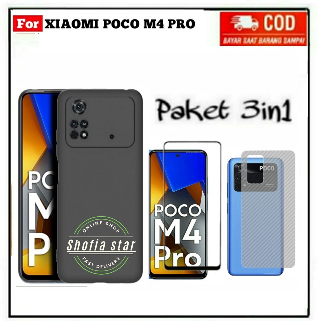 3IN1 CASE POCO M4 PRO SOFTCASE SLIM MATTE PREMIUM BLACK PROTECT CAMERA