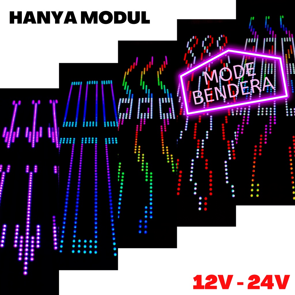 Modul STROBO WAVE TEXT 5 BARIS Mode Bendera TERBARU