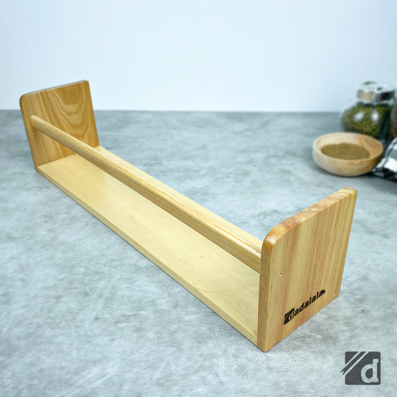 DADALALA Rak Bumbu Dapur Serbaguna Bahan Kayu Pinus Ukuran 40x10x9 Cm