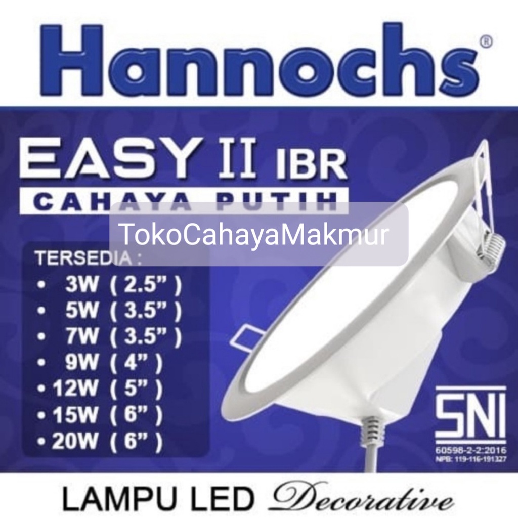 Lampu LED Downlight Hannochs Easy II IBR Round Bulat 3w,5w,7w,9w,12w,15w,20w,25w CoolDayLight