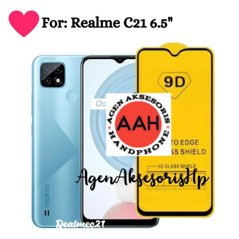 Tempered Glass Realme C21 C25 6.5" Full Layar Full Lem Anti Gores Kaca Realme C21 C25