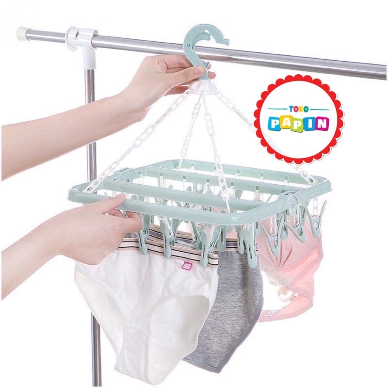 Gantungan Baju Hanger Jepitan Jemuran Baju Bayi Kaos Kaki Segiempat