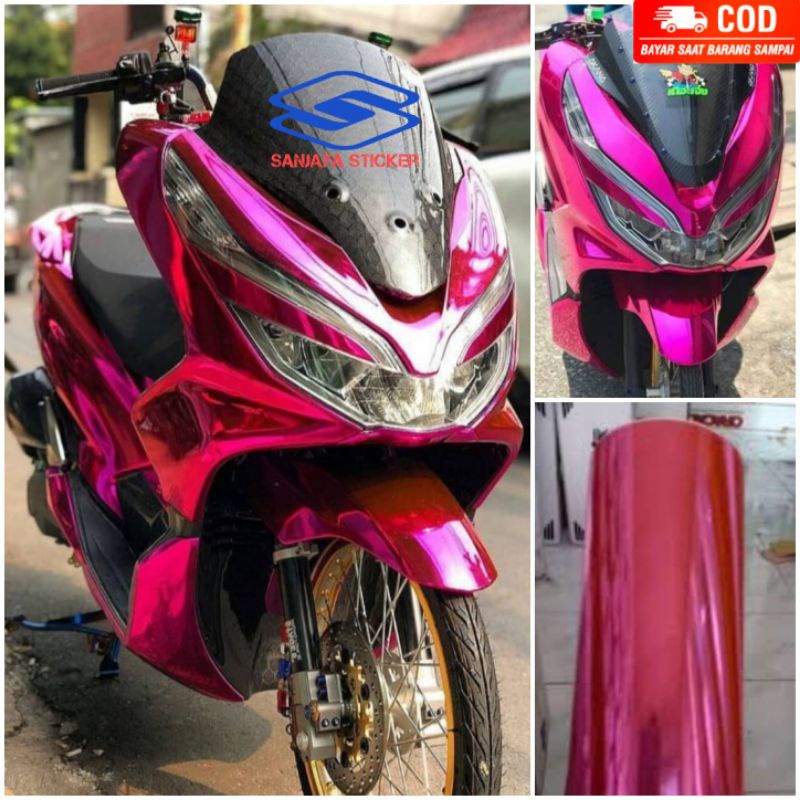 stiker skotlet pink chrome skotlet motor pink chrome super glossy