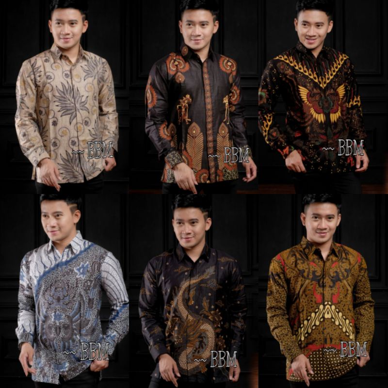 Batik Pria Lengan Panjang BATIK PEKALONGAN HITS HRB026 motif KERATONAN kode 002 SIZE M L XL XXL