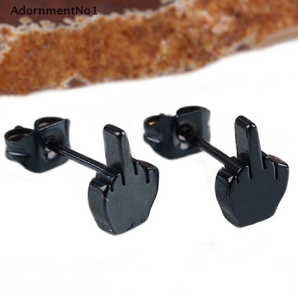 (AdornmentNo1) 2pcs Anting Tusuk Gaya Punk Bahan Stainless Steel Warna Hitam Untuk Pria / Wanita