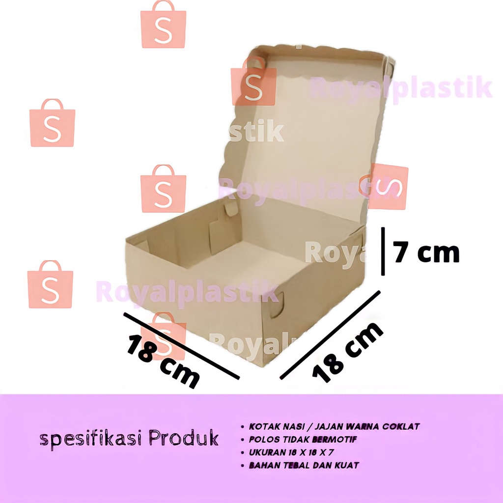 

Kotak Nasi Coklat Box Kraft Dus Nasi Ukuran 18 x 18 / R18 Warna Coklat Paper 350 gsm Tebal