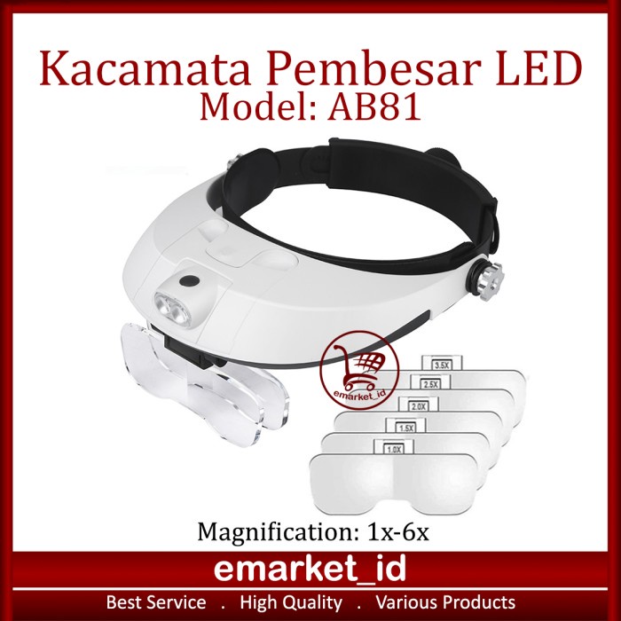 

Kacamata Pembesar LED AB81 / Kaca Mata Servis / Lampu Reparasi