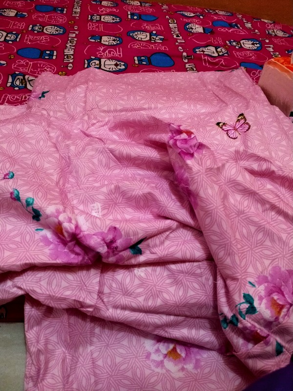 Sprei Aloha Uk. King (180x200)cm & Uk. Queen (160x200)cm Motif Bunga Nuansa Orange Ungu