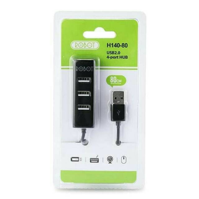 USB HUB ROBOT 4 PORT 2.0 H140-80 BLACK