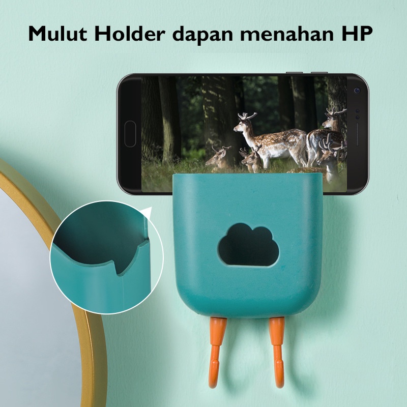 Holder Dinding HP Remote TV AC Peralatan Mandi Kosmetik Motif Awan