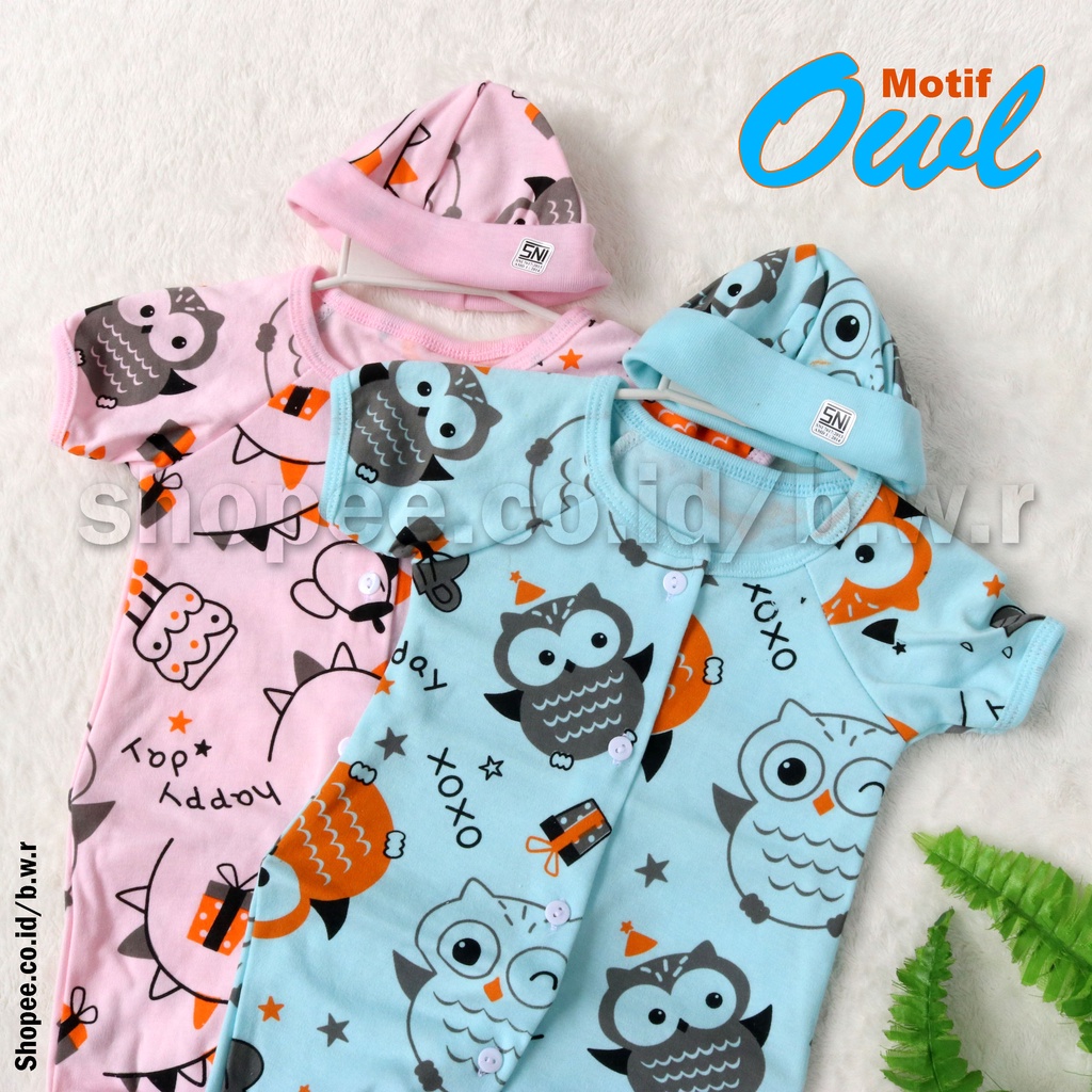 Setelan Anak Bayi LITTLE J | Baju Romper Kodok Pendek Jumper + Topi + Sarung Kaki - Bwr IX