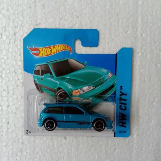 Hotwheels Honda Civic EF hw city biru tosca Short Card