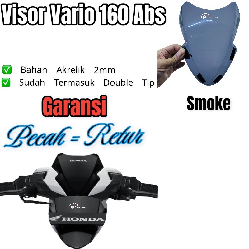 Visor Vario 160 Abs Free Double Tip Kualitas Orginal Warna Hitam Smoke Bening