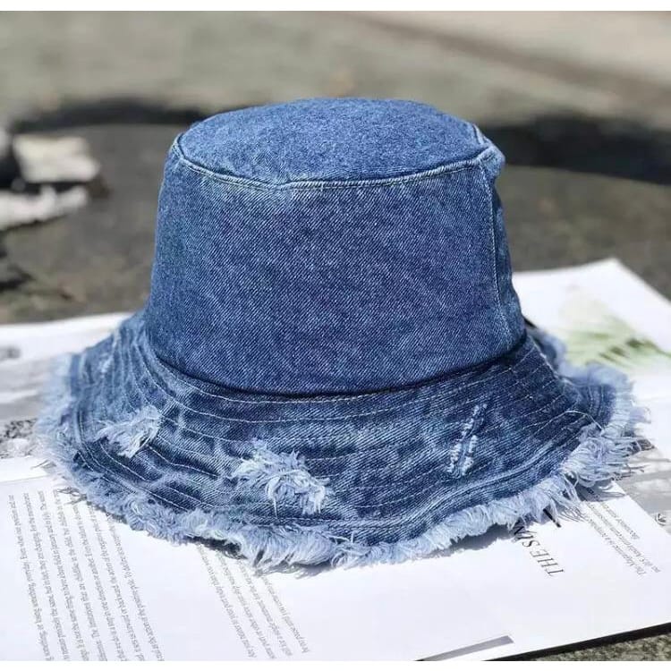 cod_topi bucket cewek jeans rawis  terbaru/bucket import kekinian