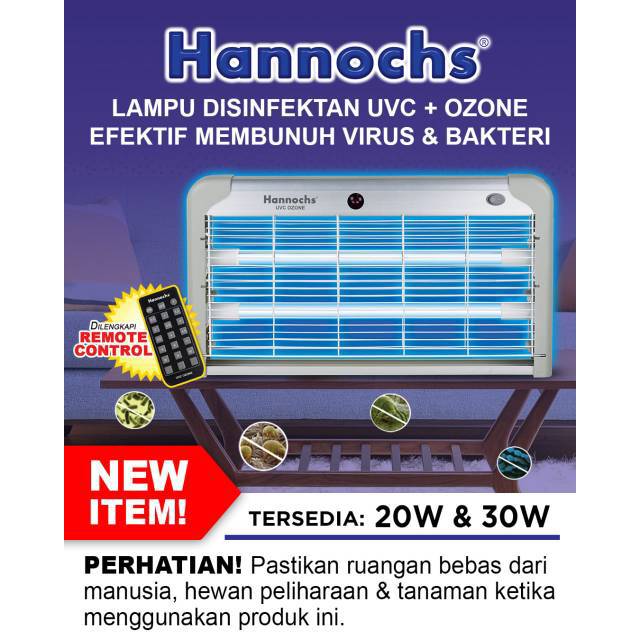 Lampu Desinfektan UVC + Ozone 20 &amp; 30 Watt Hannochs
