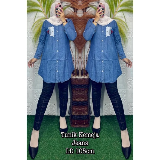 TUNIK JEANS ELEGAN MEWAH TERBARU SUPER KEREN BANGET