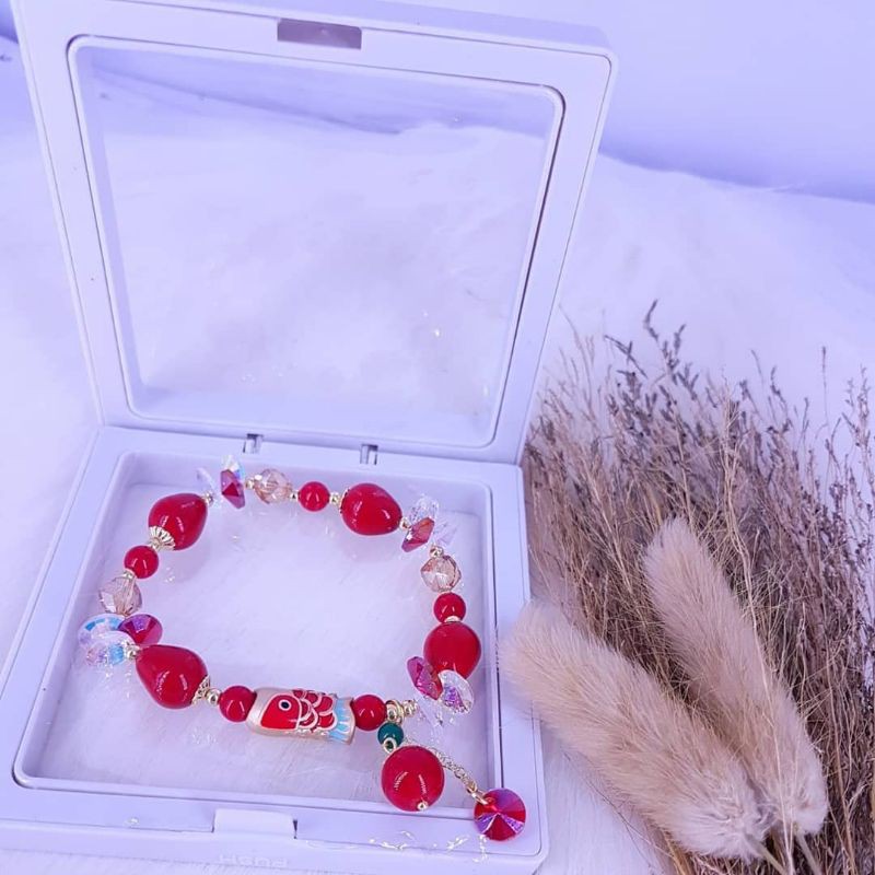 gelang titanium batu kristal free size karena bahan ngaret FREE BOX