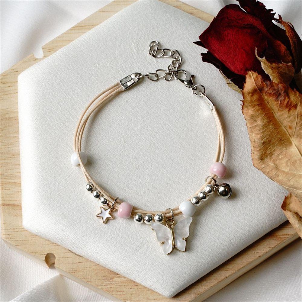 Gelang Kupu-Kupu Nanas Bell Beads Adjustable Teman Hadiah Liontin