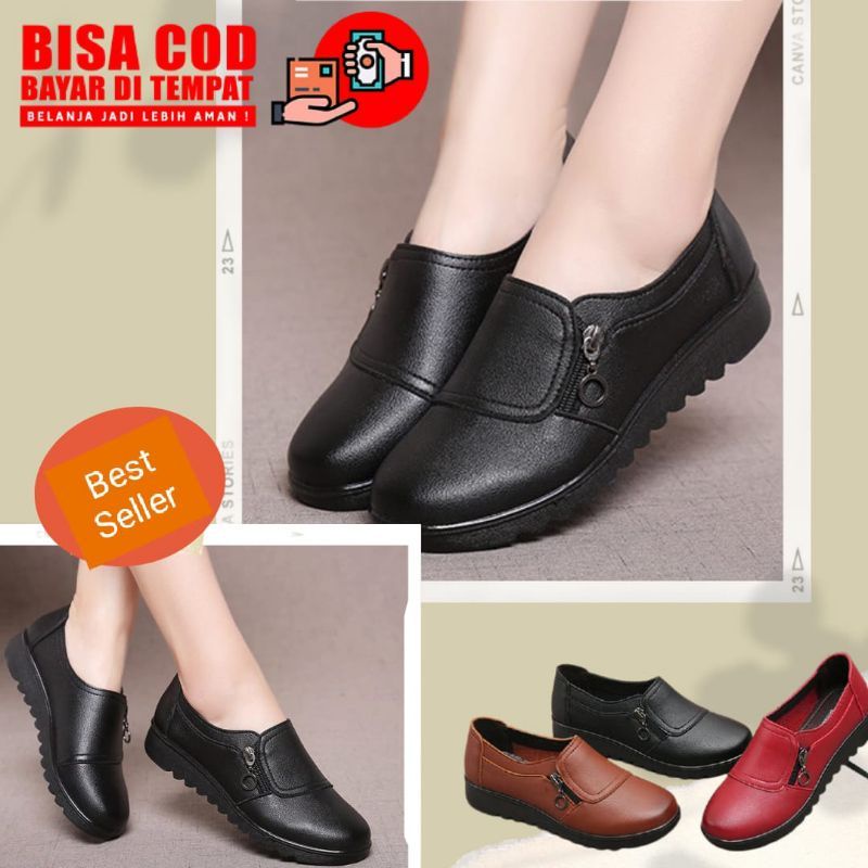 Sepatu Zipper Wanita - Model Korea, Kekinian Best Seller New Collection