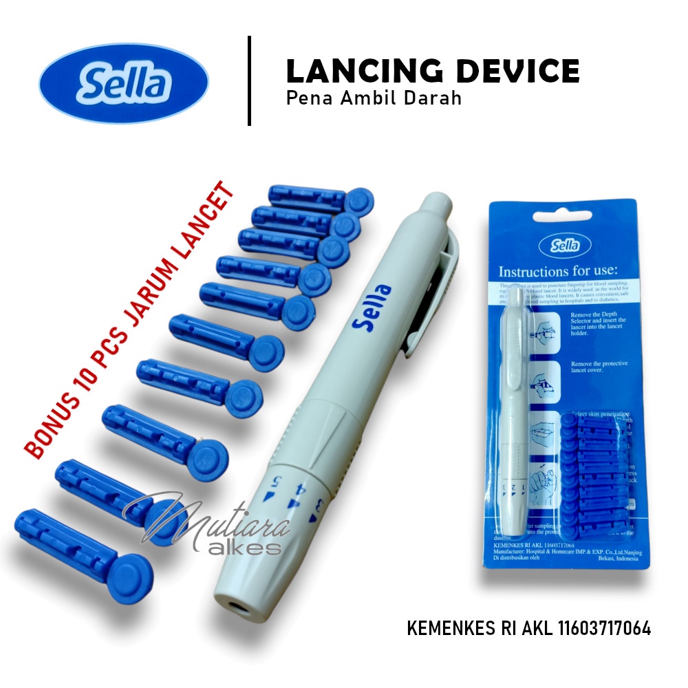 Lancing Device bonus 10Jarum/ Pen Lancet/ Pena Bekam/ Autoclik