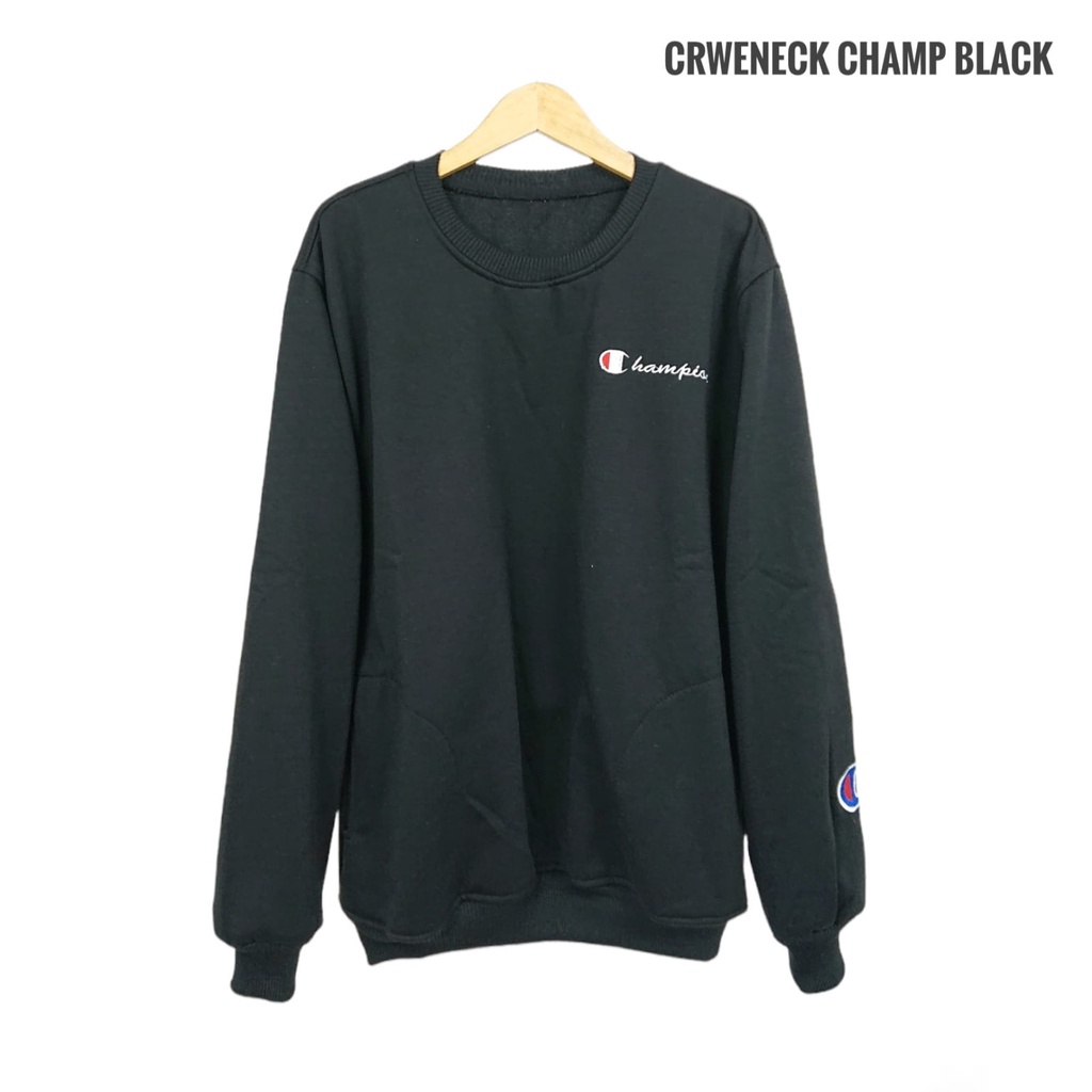 Sweater Oversize Champion Bordir Dada Premium Unisex Pria Wanita