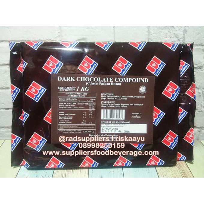 

Toko-Bahan-Kue- Diamond Dark Compound Chocolate 1Kg -Terlengkap-Termurah-Dijamin.