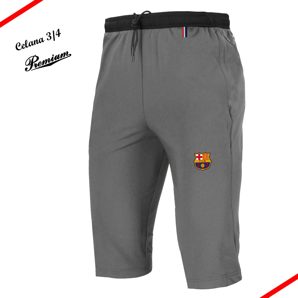 BEST SELLER - Celana 3/4 Permium Logo Barcelona - Celana Pendek Pria Bahan Tebal Celana Olahraga San