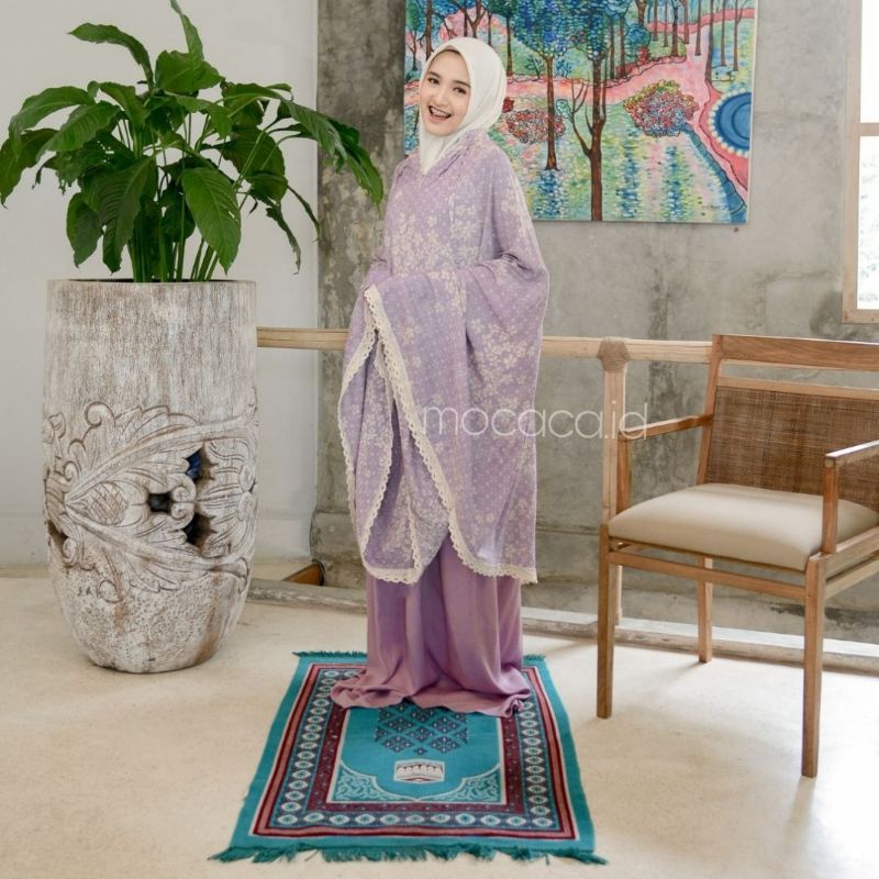 mukena dewasa jumbo 2 in 1 rayon premium motif elegan simple premium free tas traveling warna