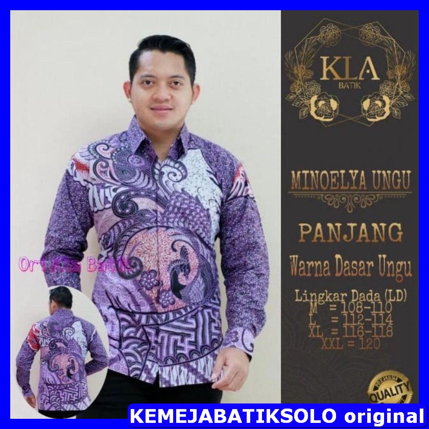 GROSIR MINOELYA UNGU KEMEJA BATIK PRIA SOLO LENGAN PANJANG FULL FURING PREMIUM GITARJA