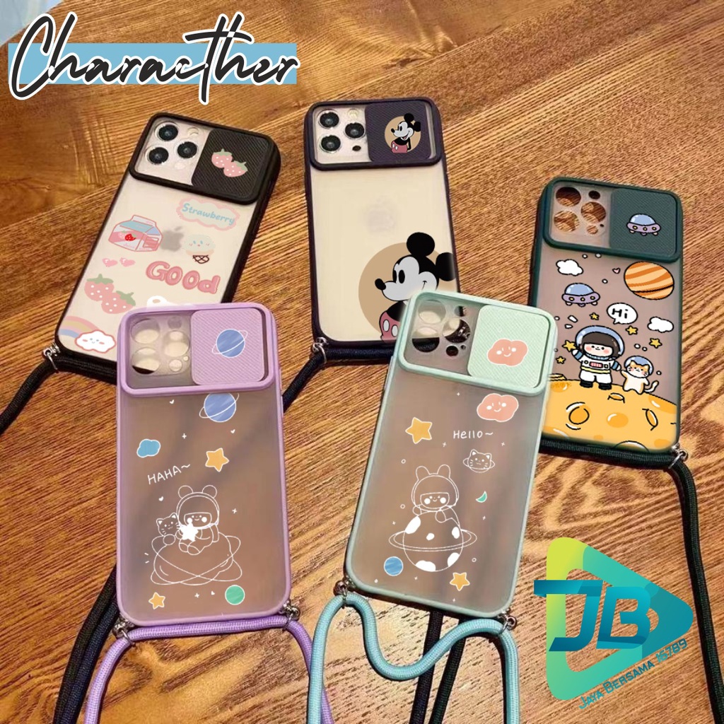 SOFTCASE SLINGCASE SLIDE PELINDUNG KAMERA KARTUN SAMSUNG OPPO VIVO REALME IPHONE XIAOMI FOR ALL TYPE JB4846