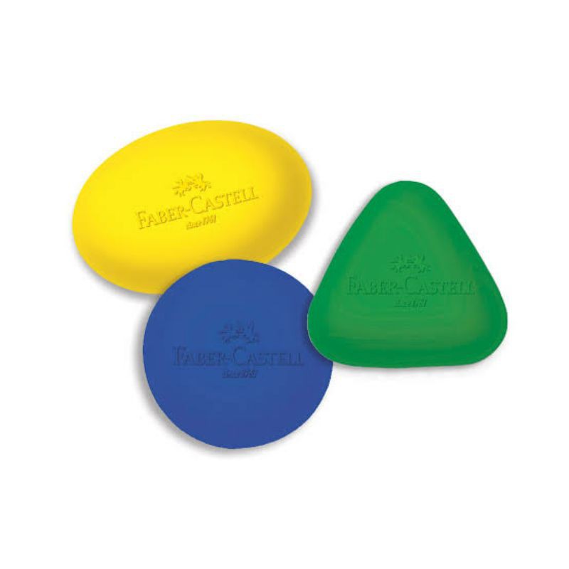 

FABER CASTELL GRIP ERASER OVAL ROUND TRIANGLE POUCH PENGHAPUS HAPUSAN PENSIL WARNA KRAYON