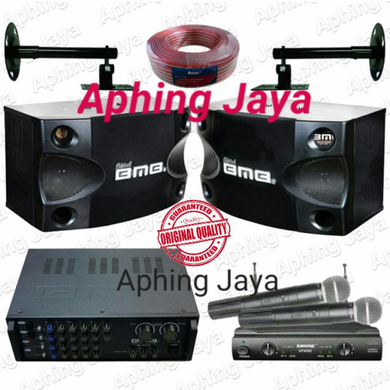 Paket Karaoke Sound System Speaker BMB 8" + Amplifier BMB DA-1600 + Mic Wireless