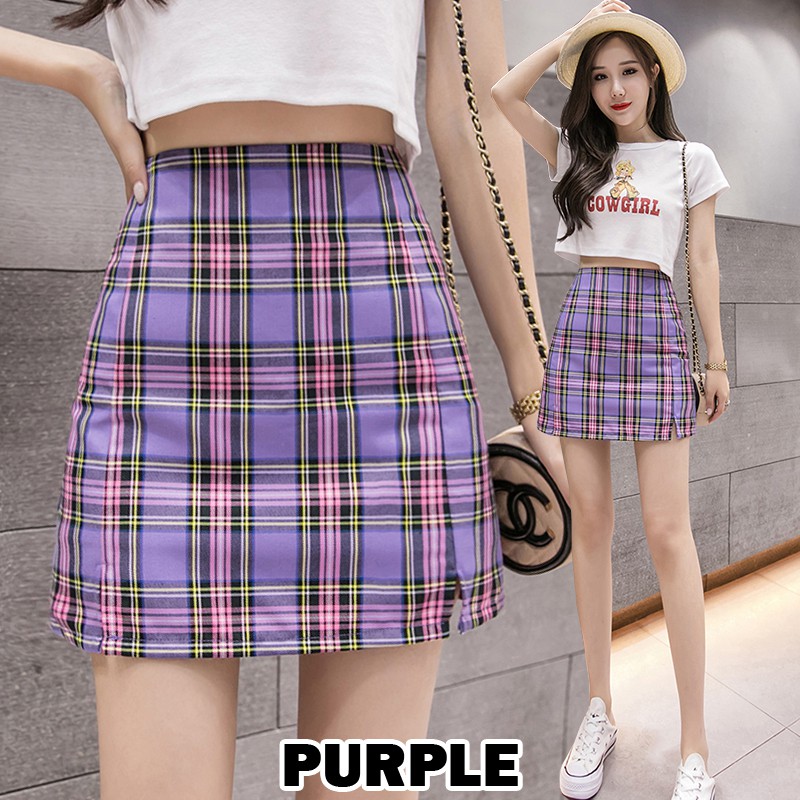 KARAKOREA 8201 Rose A Line Skirt/lipit skirt/Rok Pendek Wanita/Rok Mini/Plaid Skirt/Square skirt/Rok Korea Skirt