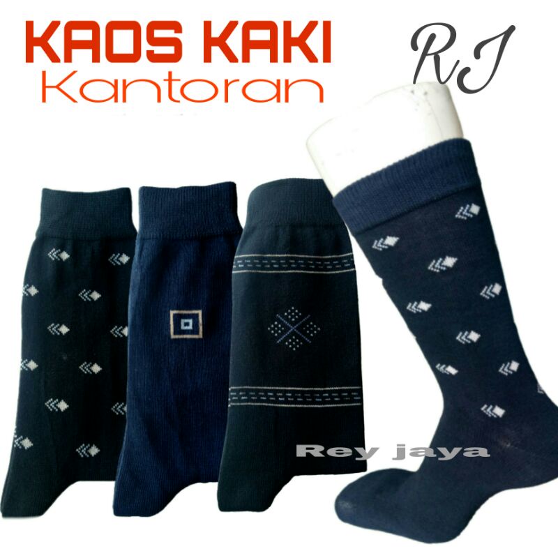 3 PASANG Kaos Kaki Kerja Kantor Kantoran Panjang Sebetis Buat Pria Dewasa Motif Murah