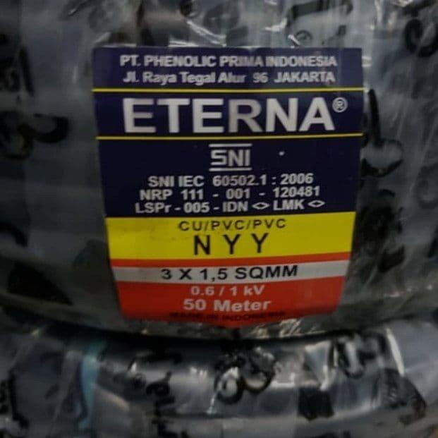 Kabel ETERNA HITAM NYY 3x1,5 - Meteran