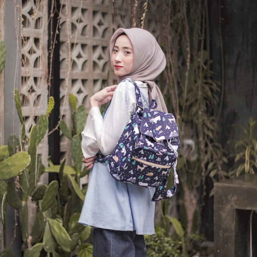 TAS RANSEL SERUT ALASKA // taskanvasbdg - tas kanvas ransel wanita - tas gendong sekolah remaja perempuan cewek lucu