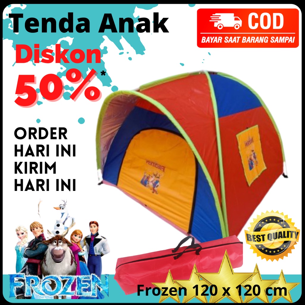 TENDA ANAK KARAKTER FROZEN UKURAN 120X120 CM _ TENDA MAINAN ANAK MURAH _ KEMAH KEMAHAN