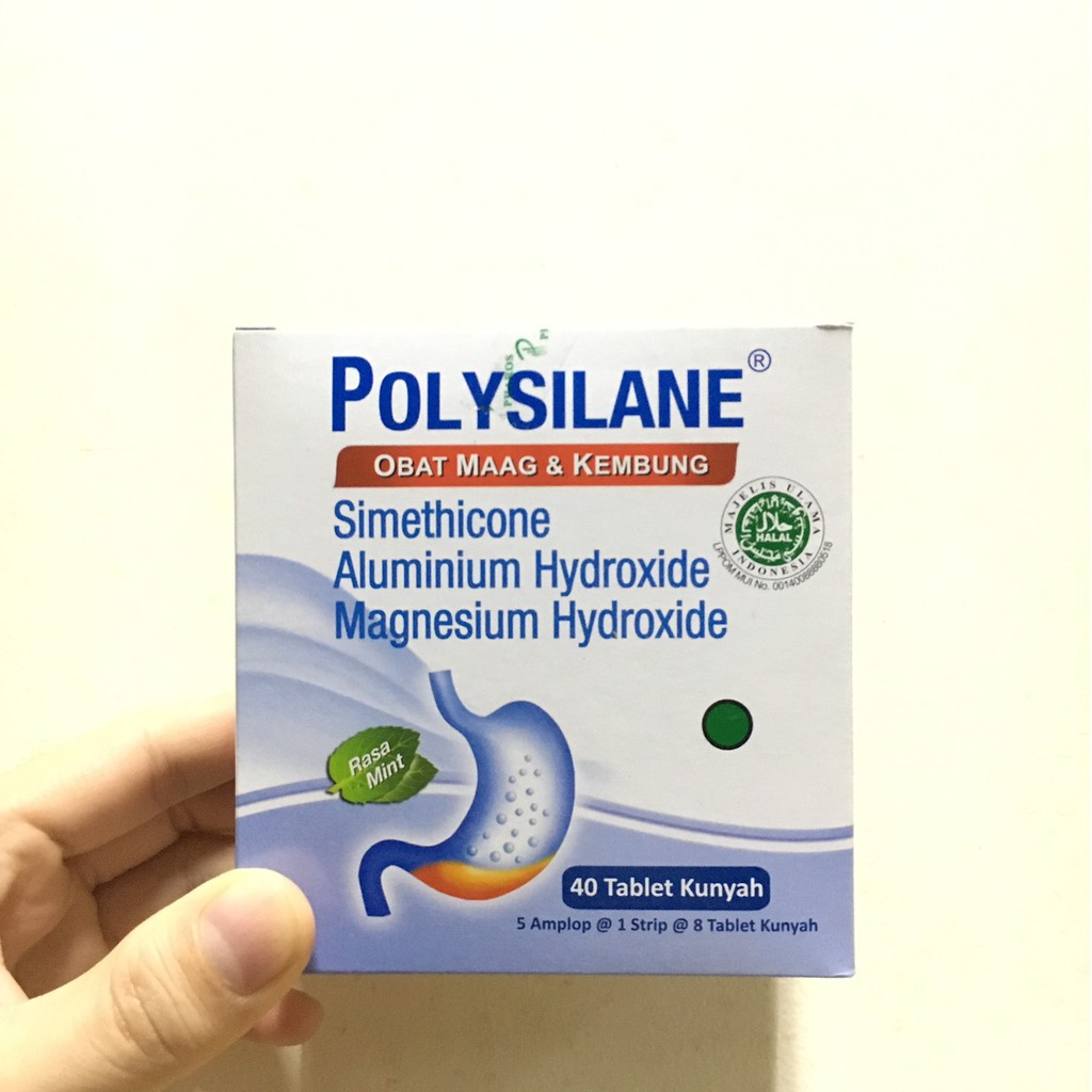 TERBARU!! POLYSILANE TABLET KUNYAH / ISI 5 / 5x1 STRIP 8 TABLET KUNYAH / OBAT MAAG / KEMBUNG