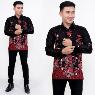 Batik Pria Lengan Panjang Premium BATIK AZMIL HRB026 motif KERATONAN Kode 002 size M L XL XXL