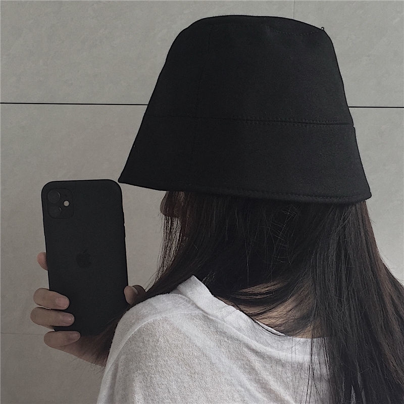 Topi Bucket / Fisherman Gaya Harajuku Warna Polos Untuk Pria / Wanita