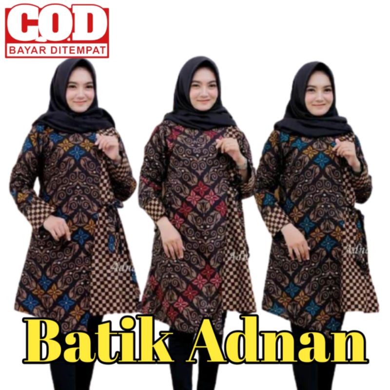 TUNIK BATIK WANITA MOTIF SONGKET KOMBINASI KOTAK l LIRIS RESPATI GARIS