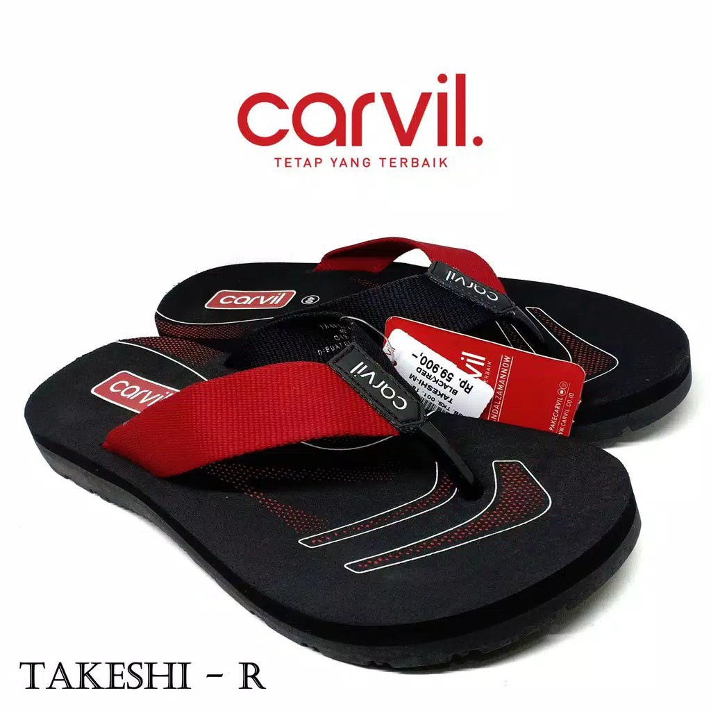 (PROMO BESAR ) Carvil Takeshi Black Red Size 38-43 / SAndal Terbaru 2020 / SAndal Casual Ori