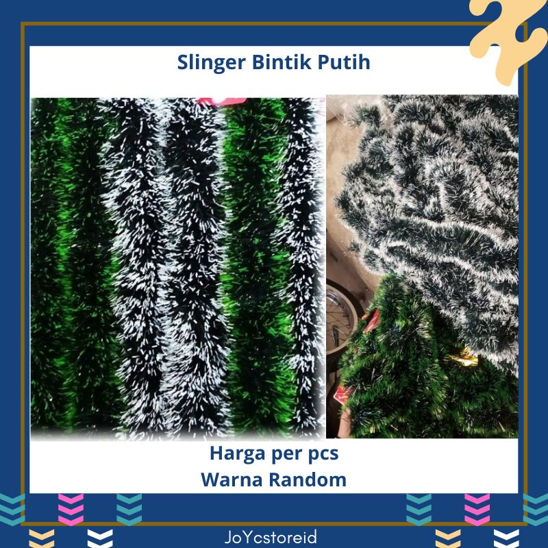 Slinger Natal Salju Bintik Putih Xmas 8cm / Rumbai Natal Tali Hias Natal / Slinger Natal / Hiasan Ha