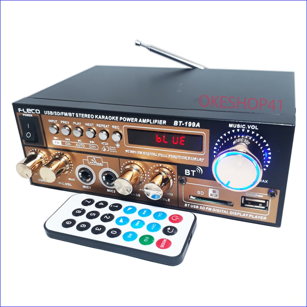 Power Amplifier FLECO 199A Bluetooth Stereo Karaoke + Mp3 player + FM Radio