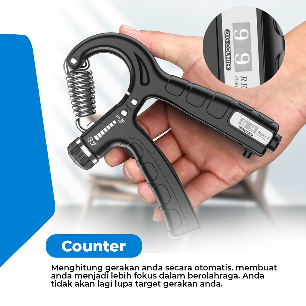 Handgrip Digital Counter Hitung Otomatis 5-60KG Adjustable Power Hand Grip Olahraga Tangan