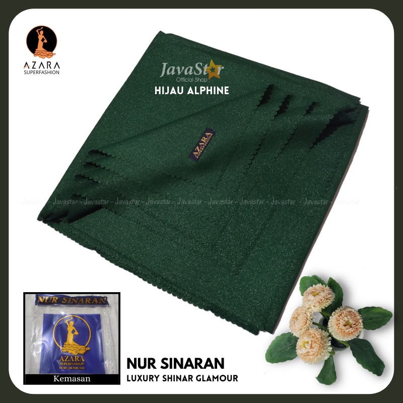 (GROSIR COD) Jilbab Azara luxury NUR sinar glamour Laser Cut kerudung hijab segiempat glowing-Hijau Alphine