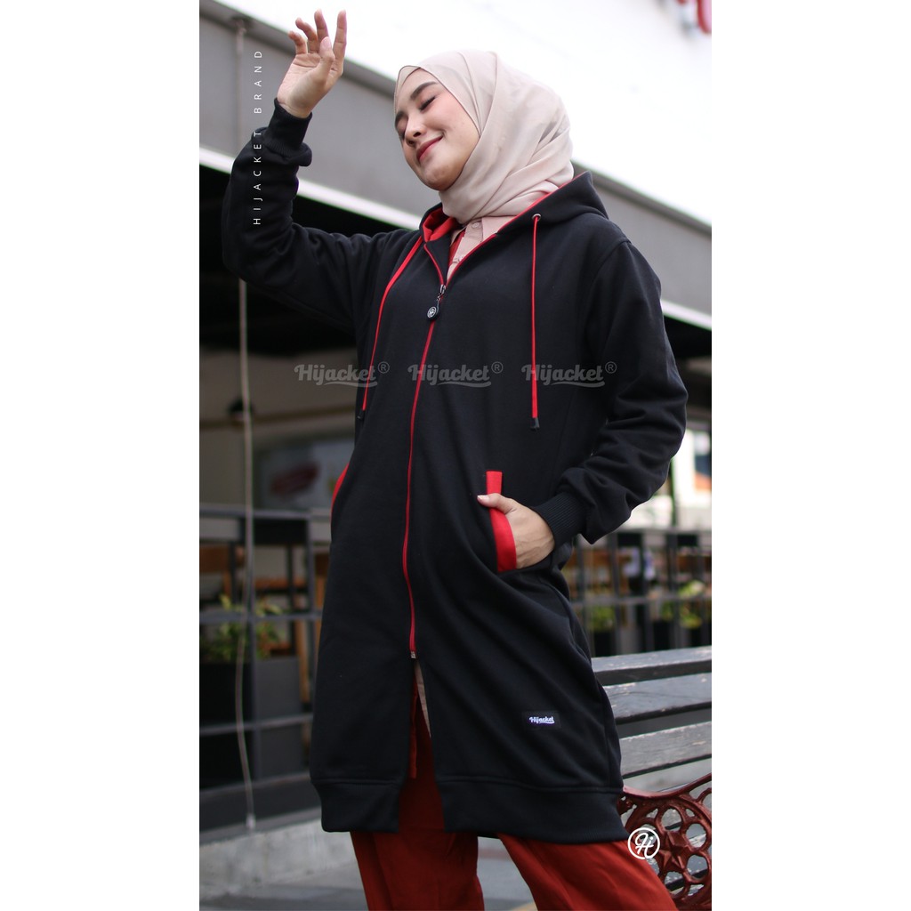 Jaket Tebal Wanita Hijab Hijacket Basic Grey Hijaket Hoodie Original Model Polos Panjang-7