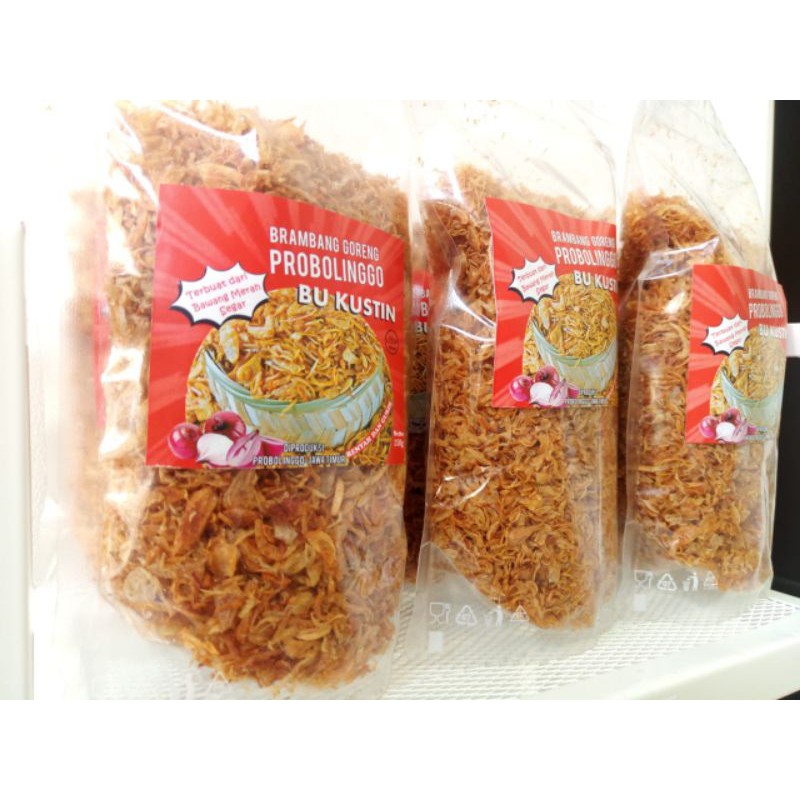 

Bu Kustin Brambang Goreng Bawang Merah Goreng Kemasan Pouch 125 gram Premium 100% Tanpa Campuran Tepung