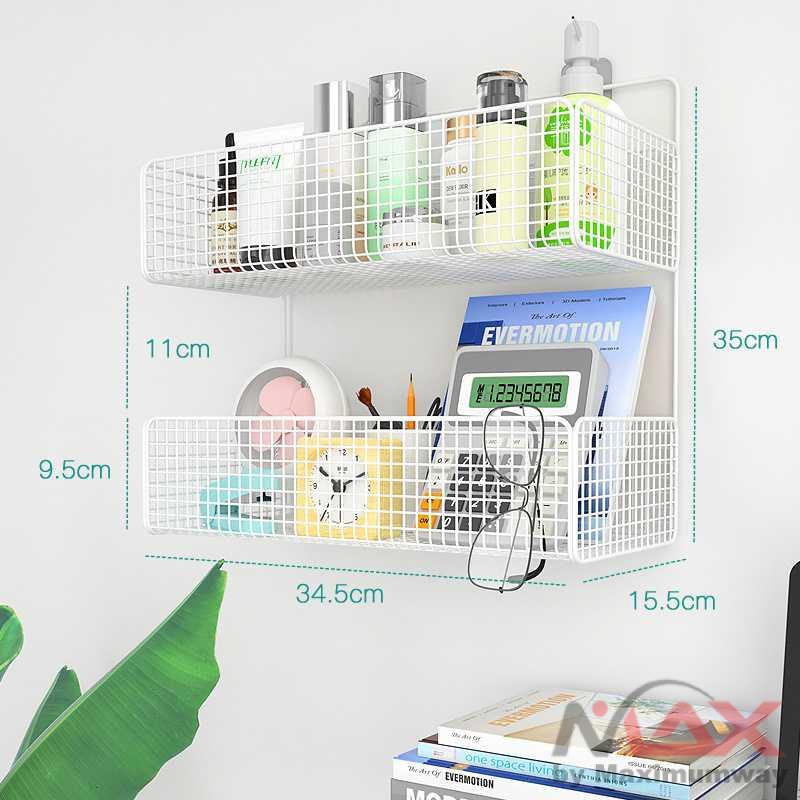 Rak Organizer kamar mandi Aluminium Tahan lama Tidak berkarat tempat barang shampoo botol sabun odol metal besi anti karat Rak susun tembok cantel Kamar mandi organizer tempat sampo sikat gigi Aluminium  Rack Bathroom 2 Layers besar luas muat banyak