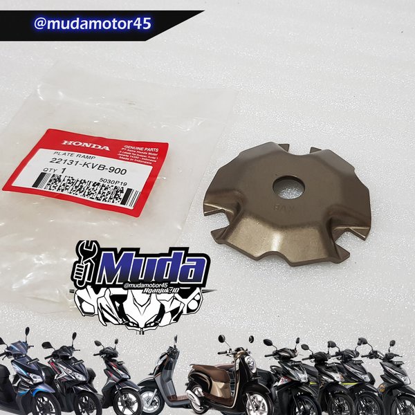 PLATE RAMP VARIO 110 BEAT SCOOPY FI INJEKSI ESP 22131-KVB-900 PLAT COVER TUTUP FACE COMP PULLEY PULI